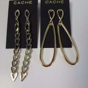 Cache Gold Oval Infinity and Drama Link earring SET OF 2 PCS NWT 58 Ea  120 Valu